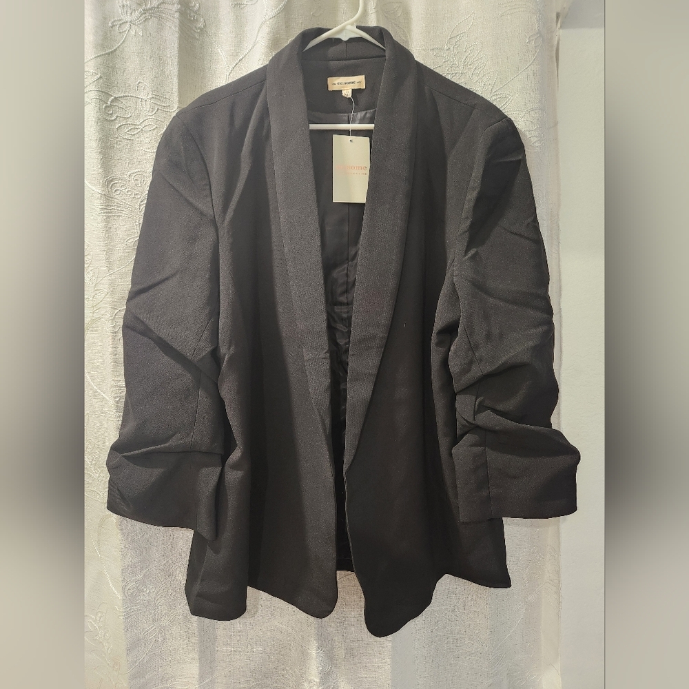 Black Open Front Blazer
